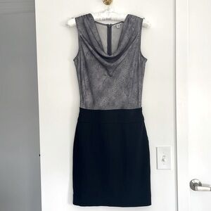 Calvin Klein Black and Grey Cowl Neck Bodycon Dress Size 6- Work Business Casual